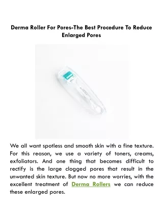 derma roller for pores the best procedure