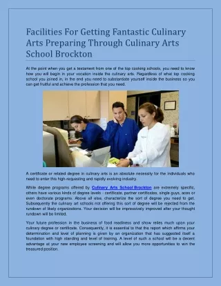 Facilities For Getting Fantastic Culinary Arts Preparing Through Culinary Arts School Brockton
