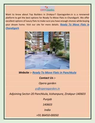 Ready To Move Flats in Panchkula df