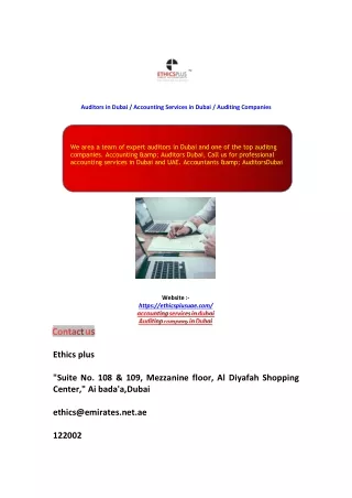 Auditors in Dubai / Accounting Services in Dubai / Auditing Companies