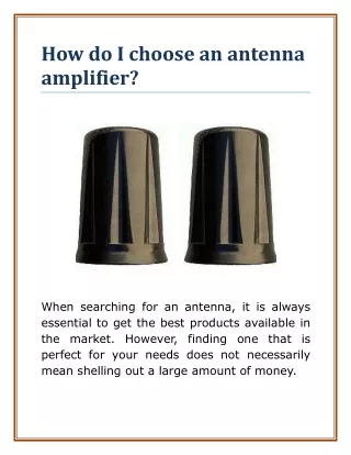 how do i choose an antenna amplifier