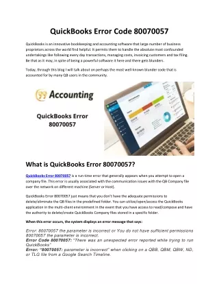 QuickBooks Error Code 80070057