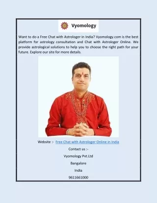 Free Chat With Astrologer Online in India | Vyomology.com