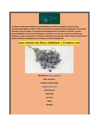 pour acheter des fleurs stabilisées  Si-nature.com