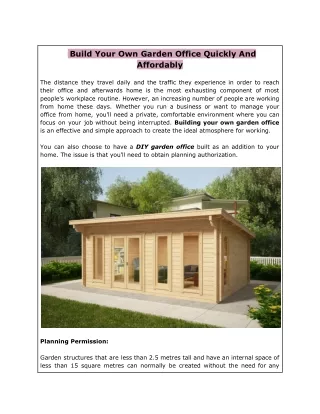Build Your Own Garden Office Quickly And Affordably