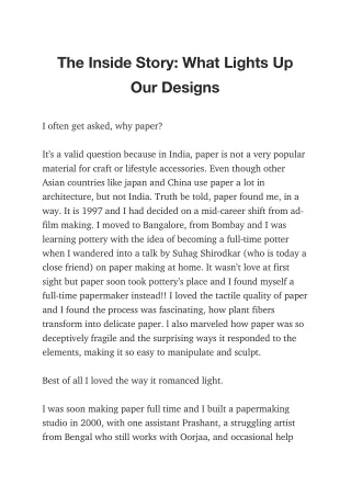 The Inside Story- What Lights Up Our Designs