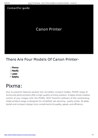 Canon Printer_Setup , Canon Printer Installation & Download Software - Contact for Guide-converted