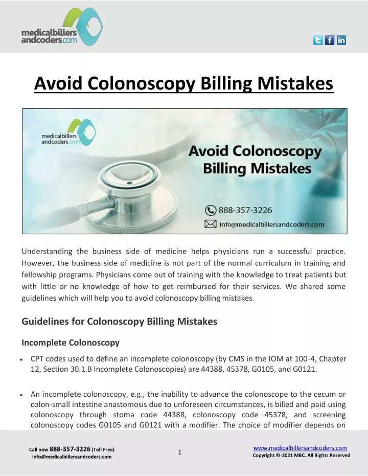 avoid colonoscopy billing mistakes