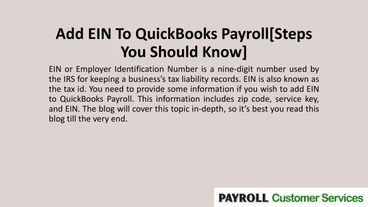 add ein to quickbooks payroll steps you should know