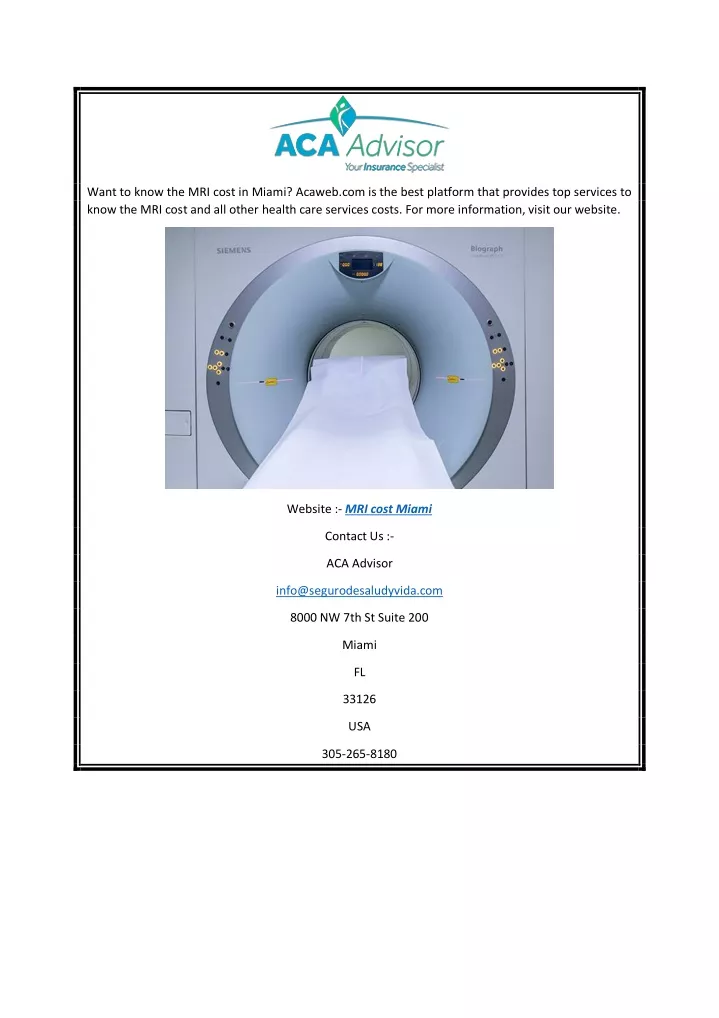 want to know the mri cost in miami acaweb