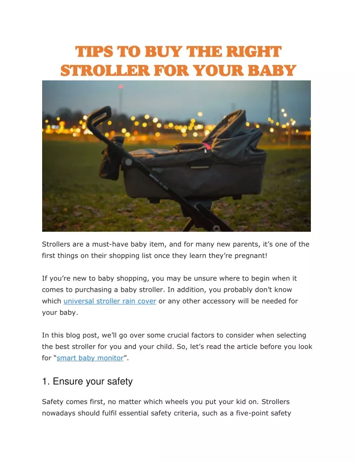 tips to buy the right stroller for your baby
