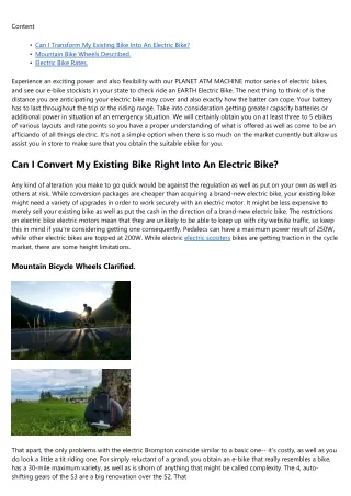 How To Pick An Electric Bicycle.