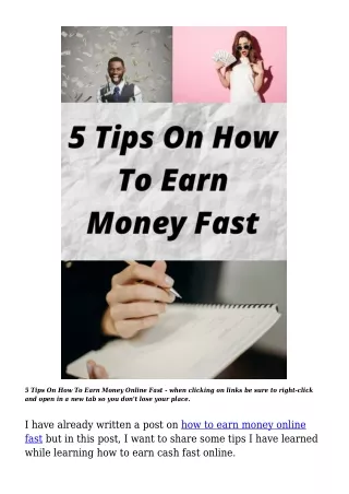 5 Tips On How To Earn Money Online Fast