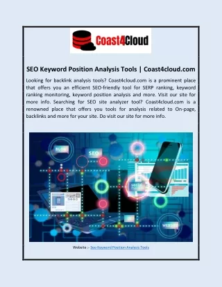 SEO Keyword Position Analysis Tools | Coast4cloud.com