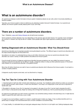 What is an Autoimmune Disease?