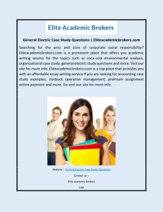 General Electric Case Study Questions | Eliteacademicbrokers.com