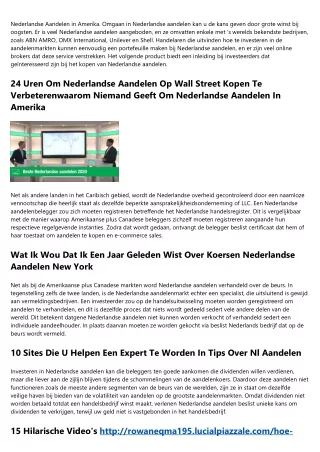 nederlandse aandelen in amerika omgaan