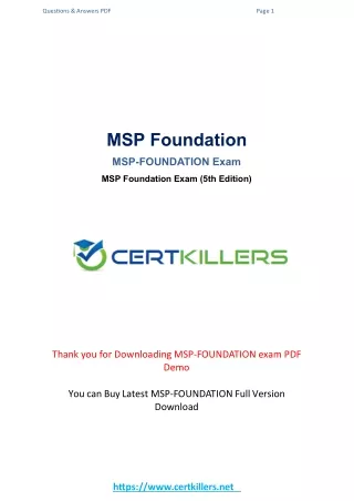 MSP Foundation Exam Questions