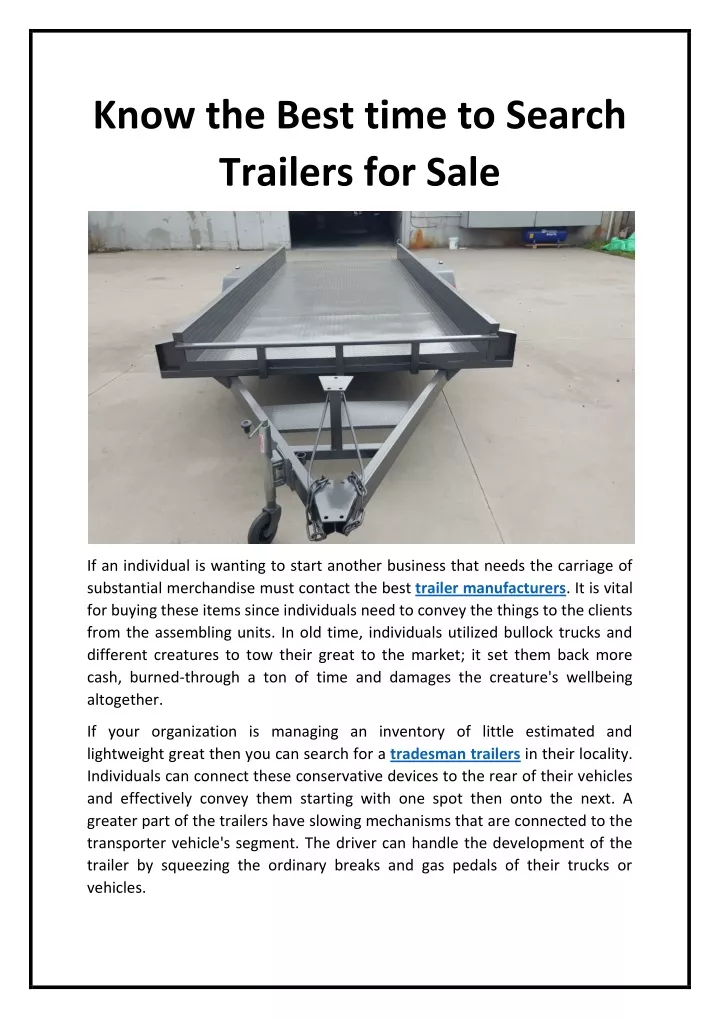 know the best time to search trailers for sale