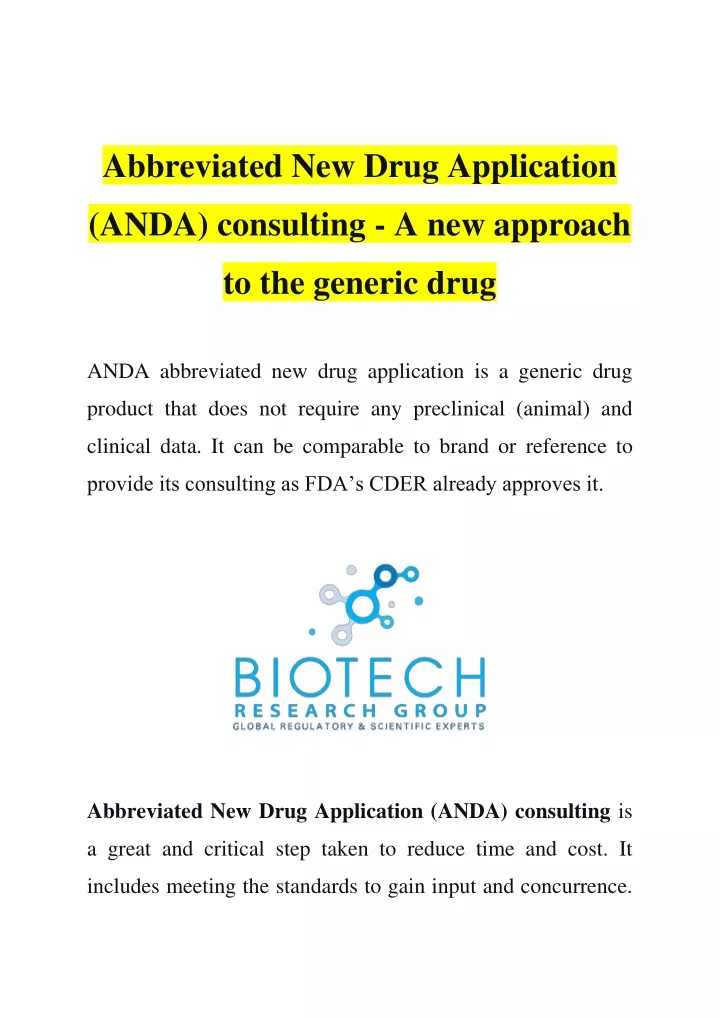 abbreviated new drug application