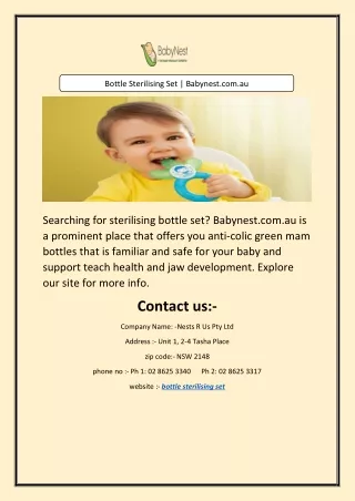 Bottle Sterilising Set | Babynest.com.au