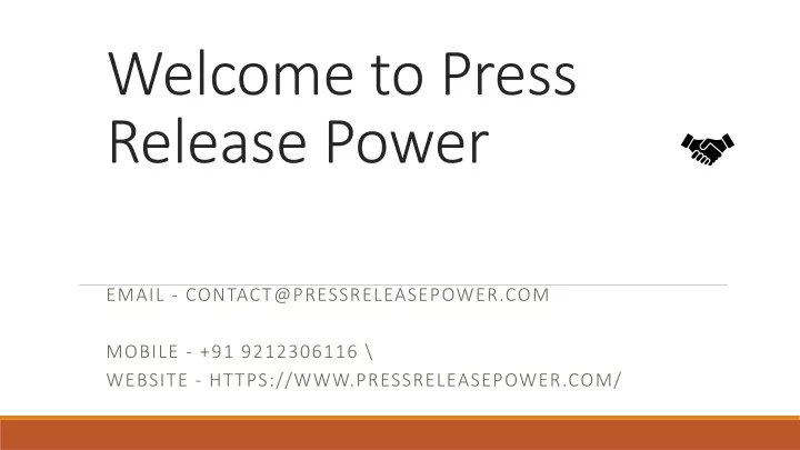 welcome to press release power