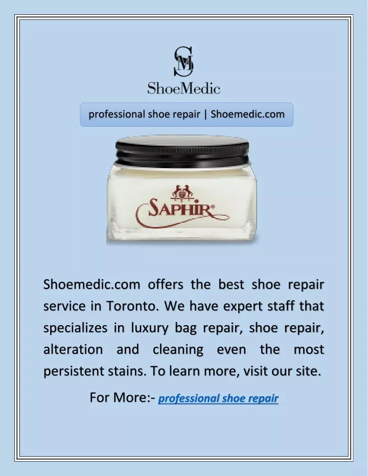 professional shoe repair shoemedic com