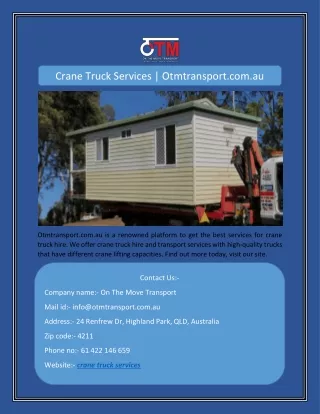 crane truck services otmtransport com au