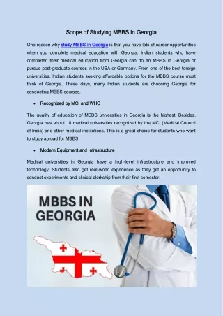 Scope of Studying MBBS in Georgia