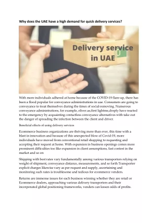 why does the uae have a high demand for quick