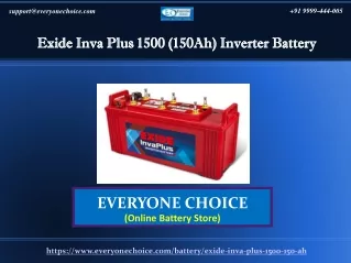 Buy Exide Inva Plus 1500 (150Ah) Inverter Battery Online