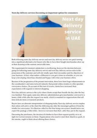 Next day delivery services in uae