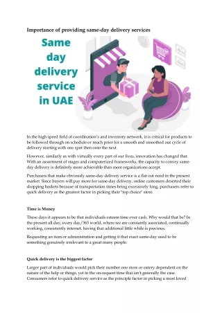 Importance of providing same-day delivery services in uae