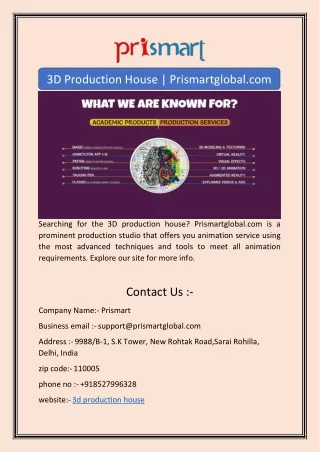 3d production house prismartglobal com