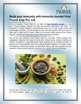 build your immunity with immunity booster from