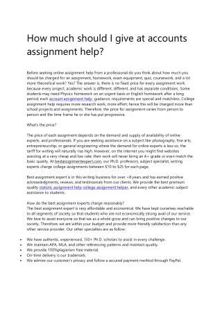 how much should i give at accounts assignment help