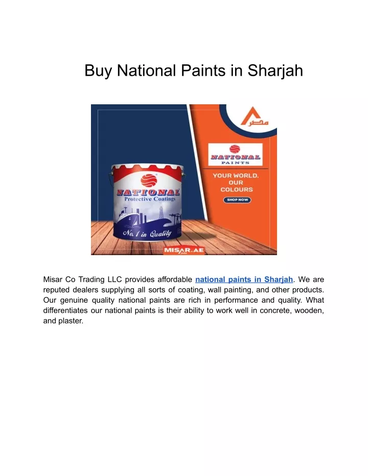 buy national paints in sharjah