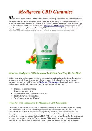 Medigreen CBD Gummies™ [Official] 100% Natural
