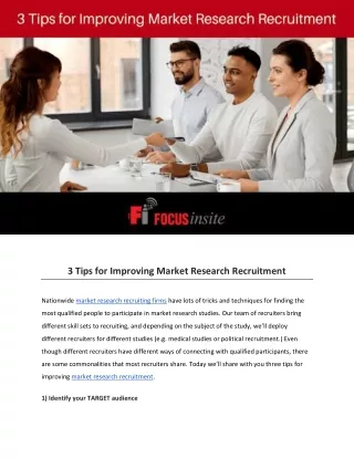 3 Tips for Improving Market Research Recruitment