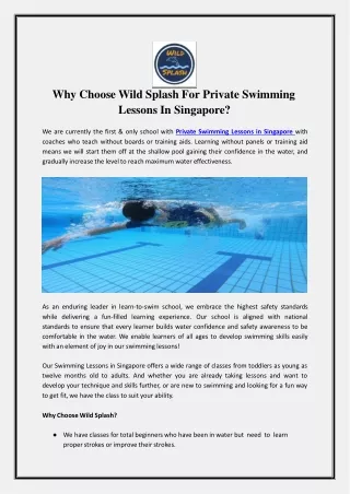 Private Swimming Lessons in Singapore