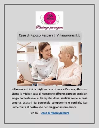 Case di Riposo Pescara | Villaaurorasrl.it