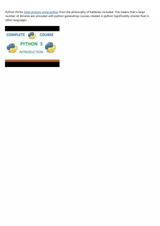 python thinks data analysis using python from