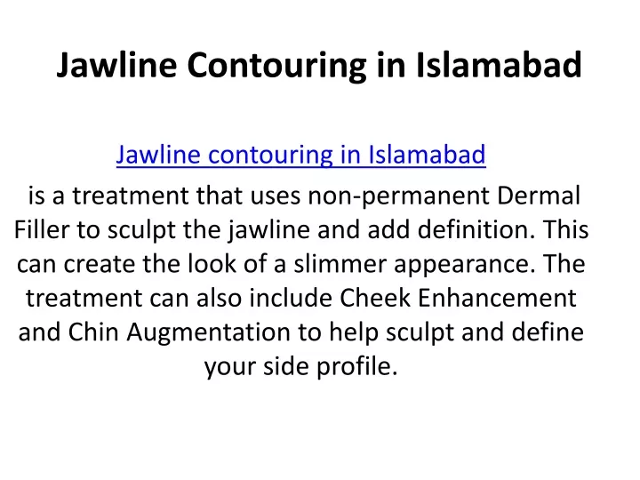 jawline contouring in islamabad