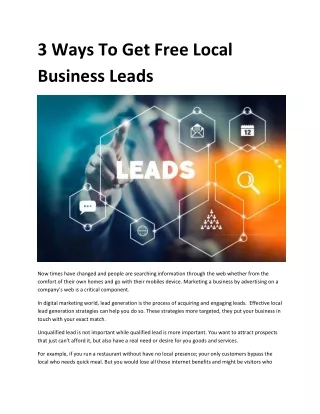 3 Ways To Get Free Local Business Leads