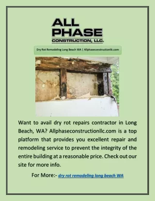 Dry Rot Remodeling Long Beach WA | Allphaseconstructionllc.com