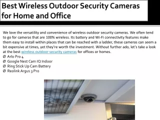 Best Wireless Outdoor Security Cameras for Home and Office