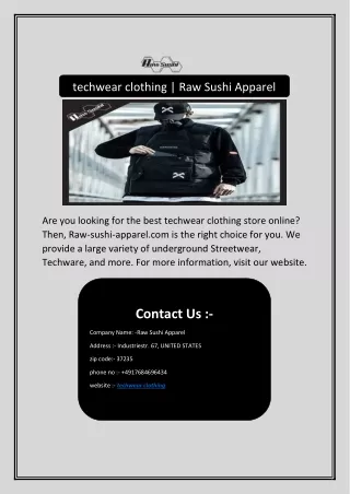 techwear clothing | Raw Sushi Apparel