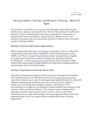 DevOps Myths | DevOps Certification Training - World Of Agile
