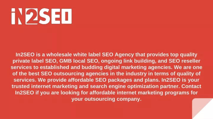 in2seo is a wholesale white label seo agency that