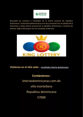 Encuentra los numeros de la loteria nacional dominicana y los resultados